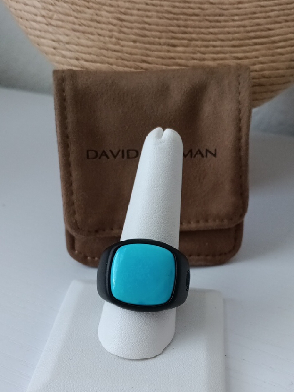 David Yurman Men's Turquoise Titanium Exotic Stone Ring Band Size 11US